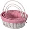 Wickerwise Traditional White Round Willow Gift Basket with Gingham Liner and Sturdy Foldable Handles Food Snacks Storage Basket